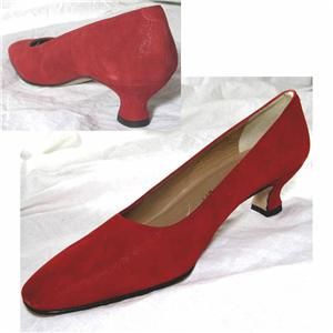 Elegant Delman Red Suede Princess Pumps Shoes $155 8N