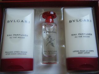 New Bvlgari AU The Rouge Cologne Lotion After Shave Towel Travel Trial