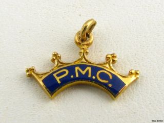 Demolay PMC Charm 14k Yellow Gold Enamel Past Master Counciler Officer