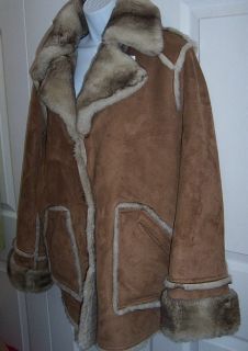  Reversible Coat Jacket Small Dennis Basso Suede Leather Faux Fur New