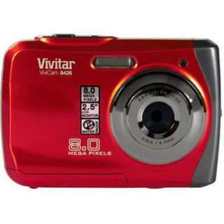 Vivitar V8426 Waterproof 8MP 10 ft Digital Camera Red