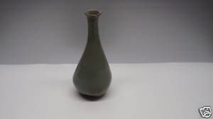  Clay Italy Green Glaze Pottery Flower Vase Decor Old Long Neck