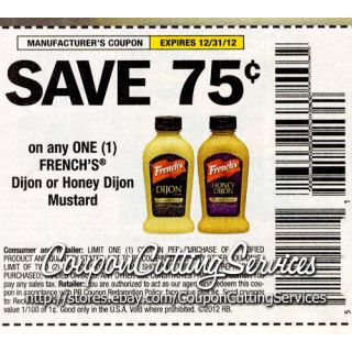   75 1 Coupons Frenchs Dijon or Honey Dijon Mustard 0 75 75 Off x12 31