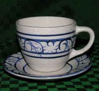 Dedham Pottery Cup and Saucer Rabbit 1978