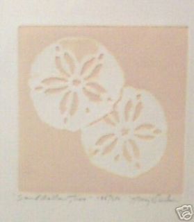 Sanddollars Two by Mary Dinkins Handcolored Etching