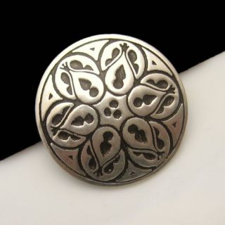  Pewter Vintage Brooch Pin Lovely Celtic Design Black Round