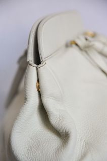 Prada Ivory Cushy Soft Deerskin Leather x Large Shoulder Bag Handbag