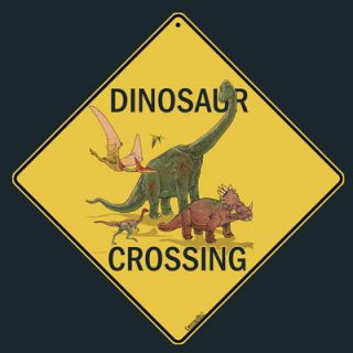 Dinosaur Crossing Sign New 12x12 Metal Brontosaurus Pterodactyl