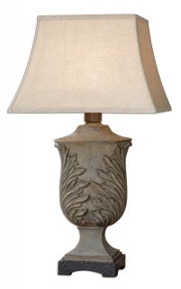 Pedara Slate Gray Leaf Design Indoor Outdoor Table Lamp