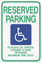3M Refl Handicap Parking Sign Hawaii State Specified