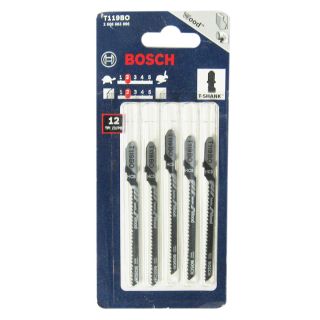 Bosch T119BO Wood Cutting T Shank 3 1 4 Jig Saw Blades 12TPI 5 Pack