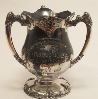 Very Large Antique Trophy Loving Cup Award Discus Throw 1925