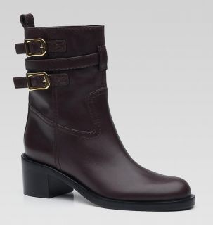 195 Gucci Devendra Leather Boots Ankle Booties Brown