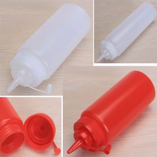 Kitchen Plastic Squeeze Bottle Dispenser with Cap for Sauce Vinegar