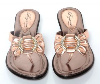 New Womens Dezario Cruz Thong Sandals Salmon Rhinestone Shoes 5