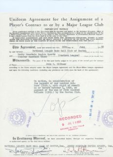 1950 Boston Braves Jack Dittmer Minor League Contract