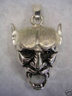 Devil Skull Pendant Charm in Sterling Silver