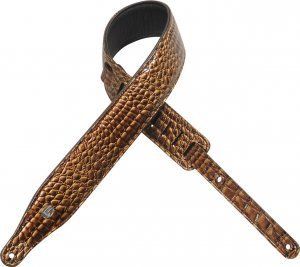 LEVYS PC17CB MOCK CROC PADDED LEATHER GUITAR STRAP 2 1 2 PADDED BROWN