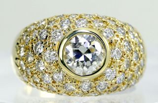 Chic 3 45ct G Color Diamond 18K YG Pave Dome Ring 1 15c Euro Center $