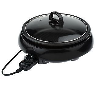 Deni Nonstick 12 inch Round Grill with Removable Plate and Glass Lid