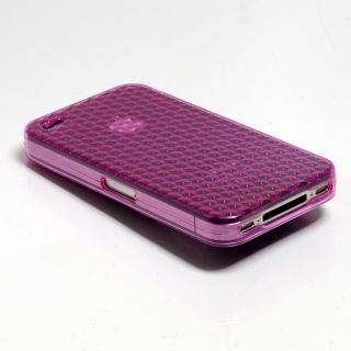 Light Purple Diamond Embossed Rubber Case for iPhone 4