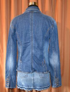 DKNY Jeans Blue Denim Jean Cotton Spandex Blazer Jacket Womens Ladies