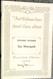 Libretto Das Rheingold Wagner German English Opera Lyrics