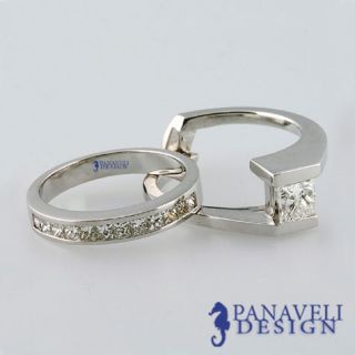 45 Ct Princess Cut Diamond Engagement Ring Wedding Band 18K White
