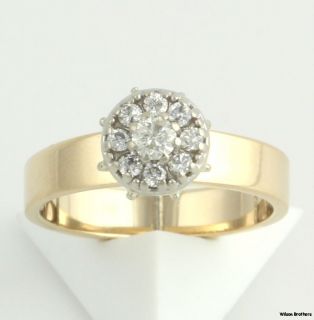 4ctw Genuine Diamond Cluster Engagement Ring   14k Yellow & White