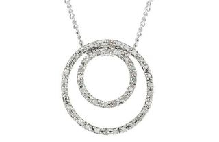 Glamorous Double Circle Diamond Pendant Necklace