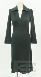 Diane Von Furstenberg Green Wool Long Sleeve Dress Size 6