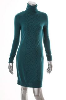 Diane Von Furstenberg New Soyala Green Long Sleeve Wool Sweater Dress