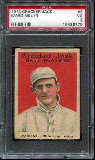 1914 Cracker Jack 5 w Miller St Louis Federals PSA 3