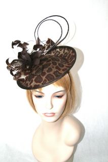 Kentucky Derby Hat Fascinator Headband Brown Feathers Hat
