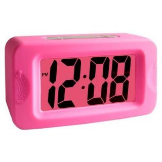 Acctim Pink Vivo Rubber Silicon LCD Digital Alarm Clock
