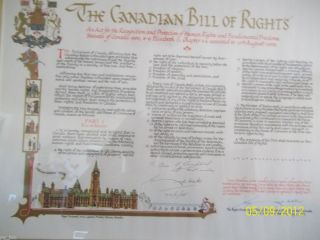  Bill of Rights Asscented 1960 Signed by John Diefenbaker Twice