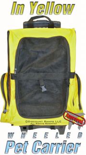 Yellow Airline Dog Backpack Rolling Pet Carrier Luggage WPC Yellow