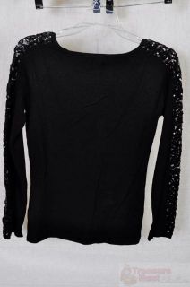 Dolce Cabo Sequin Sweater Womens Black Large