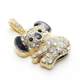 Golden Crystal Cute Dog Jewelry USB Flash Memory Drive Necklace