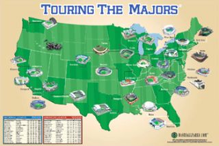 Baseball Stadiums Map of USA Touring The Majors Poster