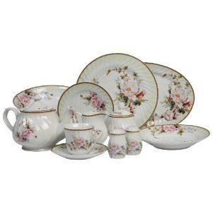  Charmed Rose 49 Piece Dinnerware Set Service for 8 New Sets Dinnerware