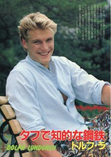 DOLPH LUNDGREN in Japan 1986 JPN PINUP PICTURE CLIPPINGS (2) Sheets
