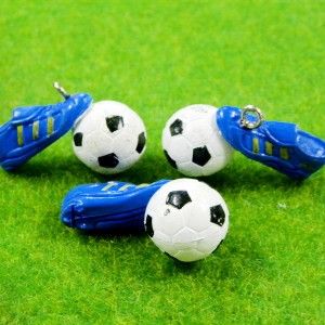 B0036 x 4 15 Pcs Soccer Sport Blue Shoes Gear Ball Finding Charms PVC