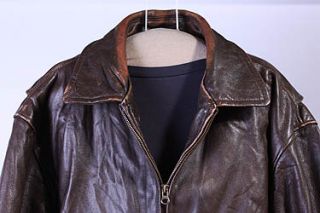 Mens St Johns Bay Leather Hipster Flight Jacket Sz M