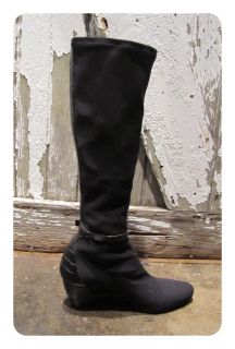 New Donald J Pliner Black Crepe Elastic Dist Maxi Croc Knee Length