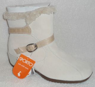 Sporto Dinah Winter White Waterproof Suede Ankle Boots with Thermolite