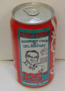 Don Shula Coca Cola Can Never Opened 325 Wins Dolphins