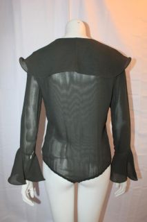Donna Karan NY Black Label Olive Bodysuit Blouse Sz M