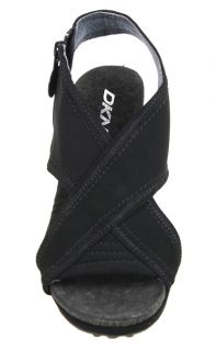 DKNY Womens Wedge Sandals Hyacint Micro Perforated Black 23400820