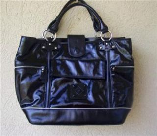 Donald Pliner Black Patent Leather Handbag Tote New